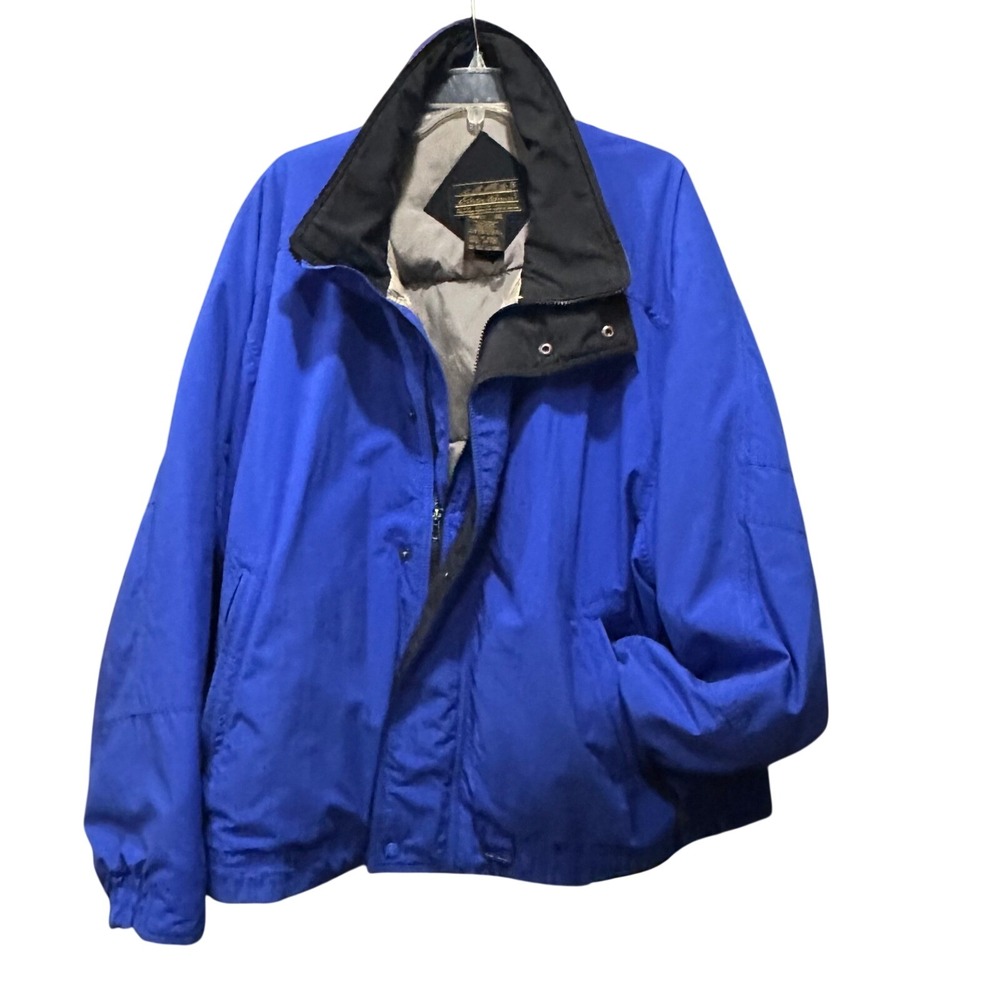 Eddie‎ Bauer Vintage Goose Down Puffer Jacket Mens XXL Blue Zip Coat Ski Gorpcor